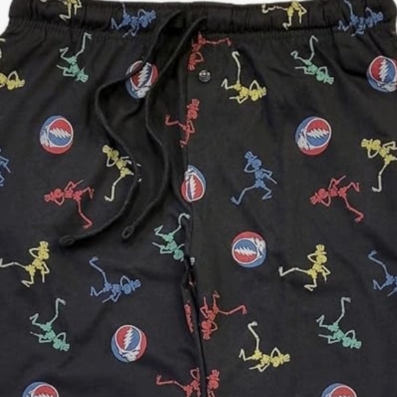 Grateful Dead Men Size Large Black Pants Colorful Skull Design NWOT - Picture 2 of 6